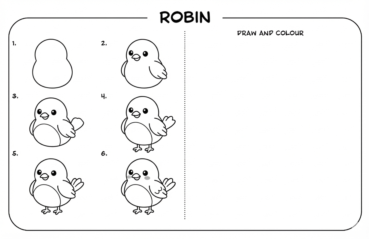How to draw a robin step by step — 6 steps from the Chunky Badger book